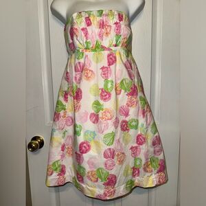 Lilly Pulitzer Gweneth Dress Strapless Seashell / Clam Digger Size 4 Vintage